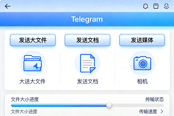 Telegram电脑版文件传输功能界面 - 展示发送大文件、文档和媒体的选项
