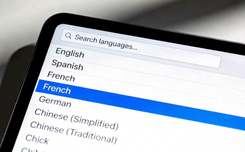 Telegram电脑版语言设置页面截图 - 显示语言列表和搜索框