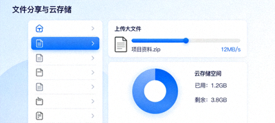 Telegram文件分享与云存储界面 - 显示上传大文件和云存储空间使用情况